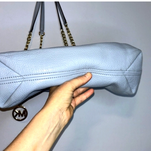 Michael‎ Kors Large Blue Pebbled Leather Jet Set Chain Shoulder Bag EUC - Picture 4 of 12